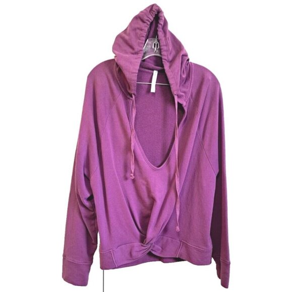 Fabletics Womens Cropped Hoodie Size XXL Purple Sydney Twist Front Deep v Neck - Picture 1 of 5